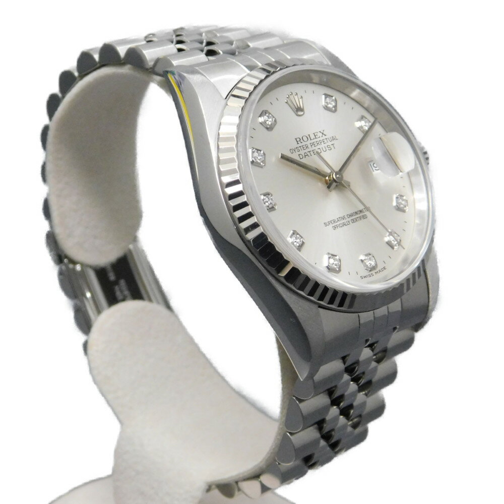 【オーバーホール・ポリッシュ済】ROLEX　ロレックス　デイトジャスト　16234G/2000年ギャラ　自動巻き　K18WG　SS　ダイヤモンド　シルバー　A番　ステンレススチール　100m防水　日付　メンズ　腕時計　【中古】新居浜店