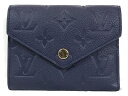 【箱・布袋あり】LOUIS VUITTON ルイヴィトン ポルトフォイユ・ヴィクトリーヌ M83590 3つ折り財布 コンパクトウォレット ネイビー レザー レ...