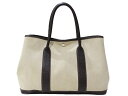 HERMES エルメル ガーデンパーティPM □I刻印 2005年製造 トートバッグ アイボリー×ダークブラウン キャンバス×レザー シンプル メンズ レディー...