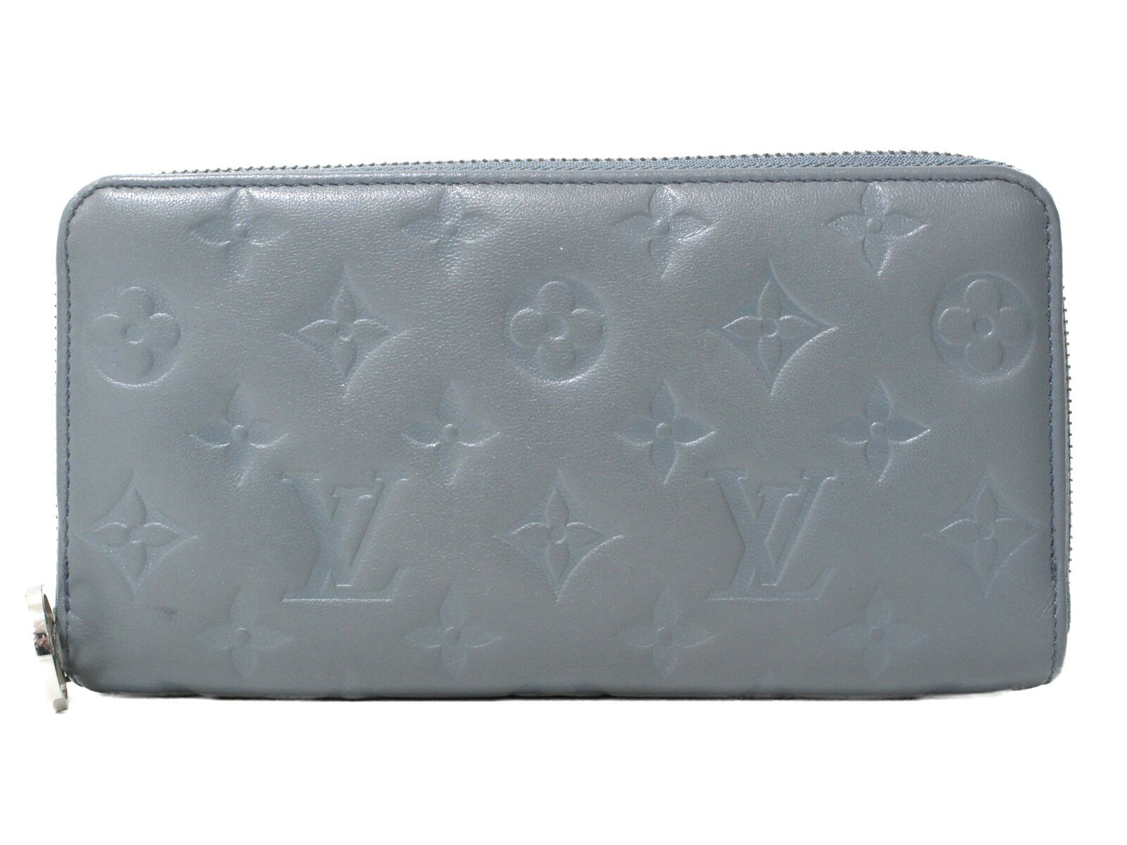【布袋あり】LOUIS VUITTON ルイヴィトン ジッピーウォレット M81707 エンボス 日本限定カラー 長財布 ロングウォレット ブルーグラシエール ライトブルー ラム LV レディース シンプル 人気 ギフト プレゼント包装可【中古】松前R56号店