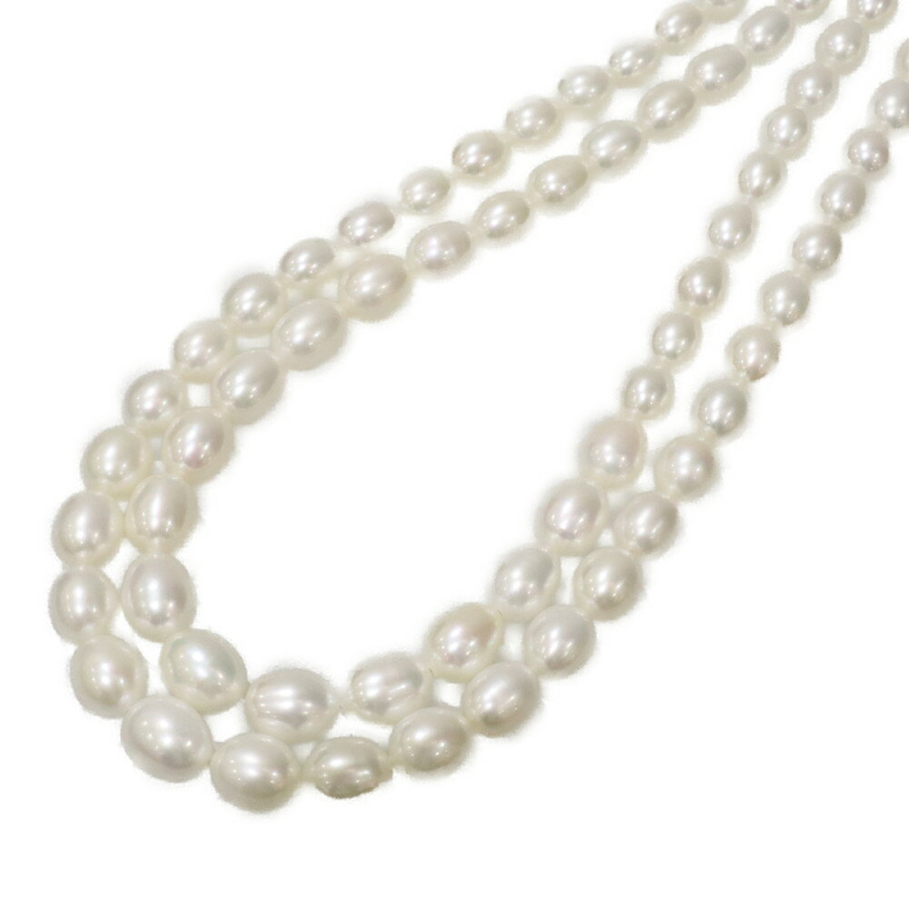 2連　パール　ネックレス　真珠　SV925　シルバー　ゴールメッキ　8.9mm　45cm　冠婚葬祭　シンプル　..