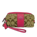 COACH コーチ シグネチャー ポーチ F48444 ブラウン ベージュ ピンク シルバー金具 ストラップ取り外し可 メイクポーチ 小物入れ レディース ギフ...