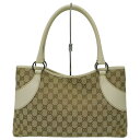 GUCCI グッチ GGキャンバストートバッグ 113015 GG柄 キャンバス×レザー ベージュ×アイボリー系 シルバー金具 レディース 人気 ギフト プレ...