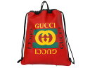 GUCCI グッチ ドローストリングバックパック 516639 リュックサック 2WAY レザー レッド系×ブラック ロゴ レディース メンズ ユニセックス シ...