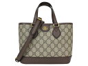 【未使用品】【箱・布袋・ショルダーストラップあり】GUCCI グッチ スモールトートバッグ 811716 2WAY ベージュ&エボニー ブラウン系 GGスプリー...