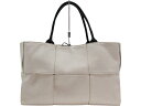 【布袋・ポーチあり】BOTTEGA VENETA ボッテガヴェネタ アルコ トートバッグ 614486 キャンバス×レザー ホワイト×ブラック ウィメンズ レデ...