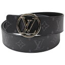 【箱あり】LOUIS VUITTON ルイ・ヴィトン サンチュール・LV サークル ベルト M0168 LN4261 モノグラム・エクリプス ブラック系 シルバー金具 仕事 ビジネス スーツ 小物 カジュアル メンズ 定番 人気 ギフト プレゼント包装可【中古】松前R56号店