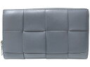 【箱・布袋あり】BOTTEGA VENETA ボッテガ・ヴェネタ カセットジップアラウンドウォレット レザー グレー 長財布 財布 メンズ レディース ユニセッ...