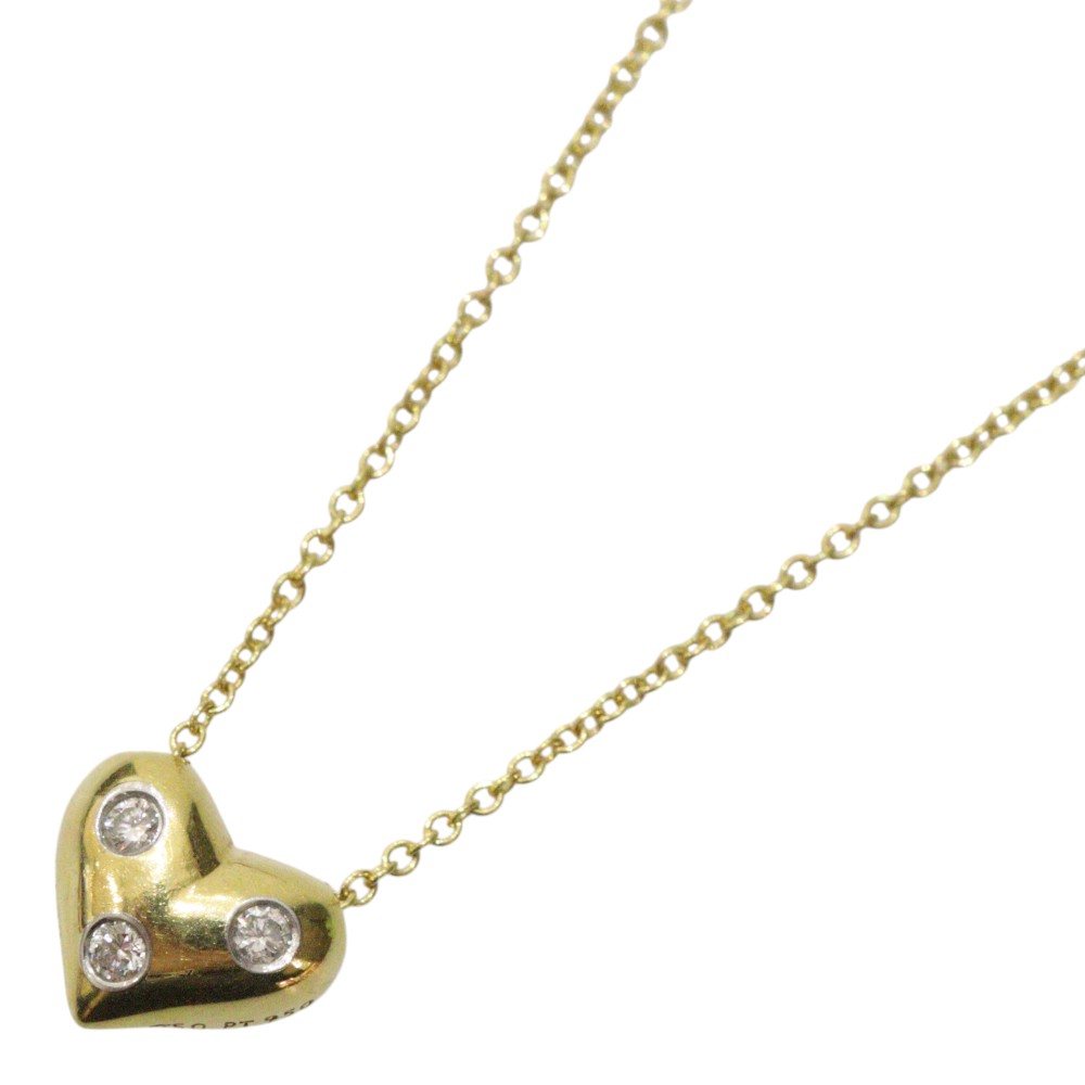 【布袋あり】TIFFANY＆Co.　ティファニー＆コー　ドッツハートネックレス　750　K18　Pt950　ダイヤモンド　ゴールド　ブランドジュエリー　アクセサリー　小物　レディース　ウィメンズ　お洒落　シンプル　人気　プレゼント包装　ギフト【中古】松前R56号店(4)