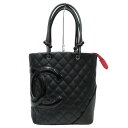 CHANEL シャネル カンボンライン ミディアムトート トートバッグ ココマーク 黒 ブラック系 レディース 可愛い 人気 ギフト プレゼント包装可【中古】新居浜店