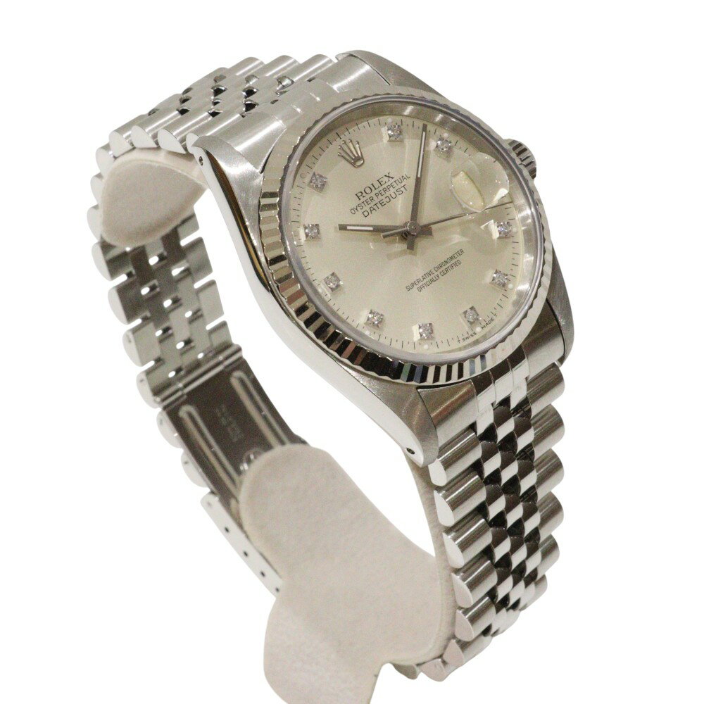 【オーバーホール・ポリッシュ済】ROLEX　ロレックス　デイトジャスト　36　10Pダイヤ　16234　自動巻き　X番　SS　WG　ホワイトゴールド　メンズ　ボーイズ　腕時計　ウォッチ　プレゼント包装　ギフト【中古】松前R56号店