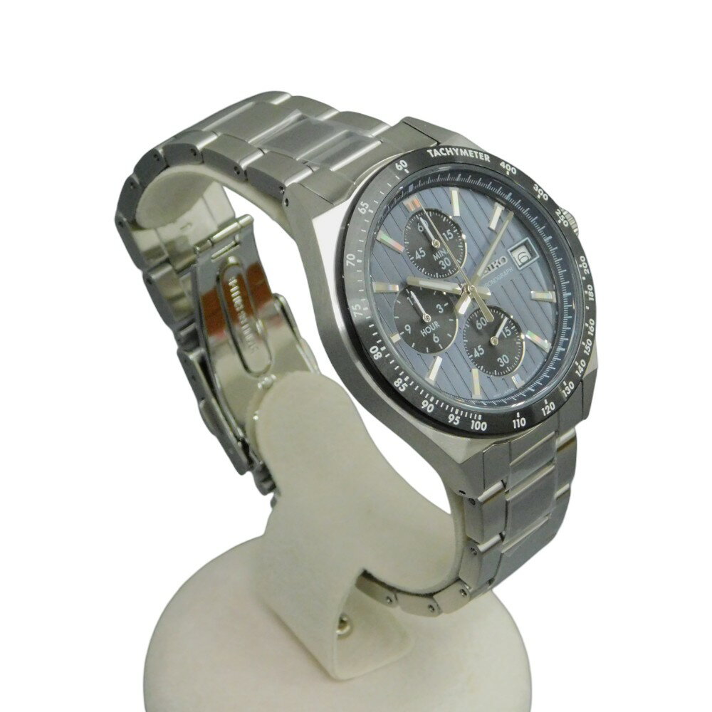 SEIKO セイコー セイコーセレクション　SBTR041　クオーツ　10気圧防水　日常生活用強化防水　ステンレススチール　SS　シルバー　ブルーグレー系　日付表示　クロノグラフ　タキメーター　メンズ　腕時計　ウォッチ　プレゼント包装　ギフト【中古】新居浜店