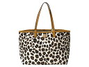 TORY BURCH トリーバーチ トートバッグ ホワイト系×ブラック×ブラウン系 PVC×レザー ヒョウ柄 ゴールド金具 大容量 収納 軽い 軽量 レディース ウィメンズ 人気 プレゼント包装 ギフト【中古】松前R56号店