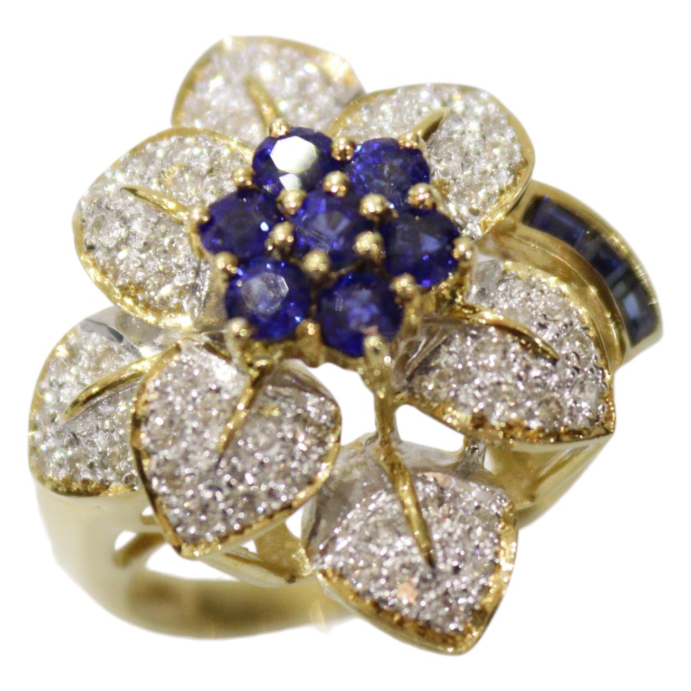 【中古】K18サファイアダイヤモン...