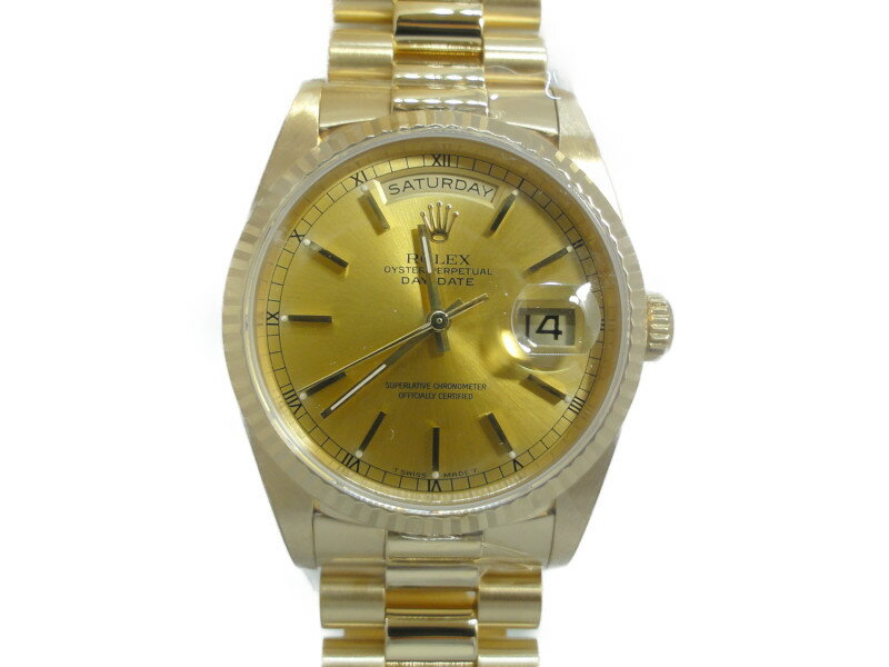 【ROLEX】ロレックス デイデイト 18238 S番 1993年頃製 金無垢 K18YG シャンパン ゴールド 自動巻き メンズ腕時計 【中古】