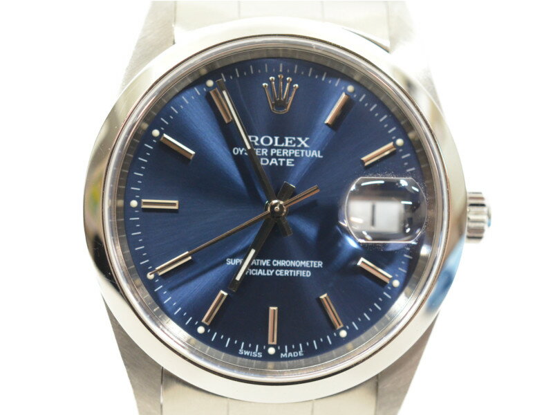 ROLEX　ロレックス　15200A番　オイスターパーペチュアルデイト　青文字盤　メンズ　レディース　腕時計　【中古】