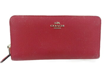 COACH　コーチ　52372　ラウンドファスナー長財布　ピンク系　レディース　【中古】