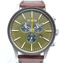 NIXON　ニクソン　クロノグラフ　クオーツ　腕時計　メンズ　レザーベルト　グリーン文字盤　【中古】