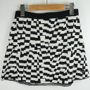 DESCENTE GOLF デサントゴルフ ジャガードニットスカート ゴルフウエア Sサイズ ブラック ホワイト レディース 【中古】