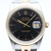 ROLEXロレックス16233A番1998年〜1999年製造2001年7月海外記載腕時計メンズブラック/ゴ