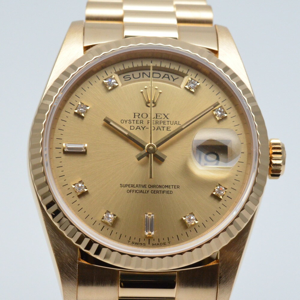 ROLEX　ロレックス　18238A　デイデイト　W番　1994年頃　K18YG　ゴールド　金　10Pダイヤ　2021年11月OH・外装仕上げ済　メンズ時計　腕時計　【中古】