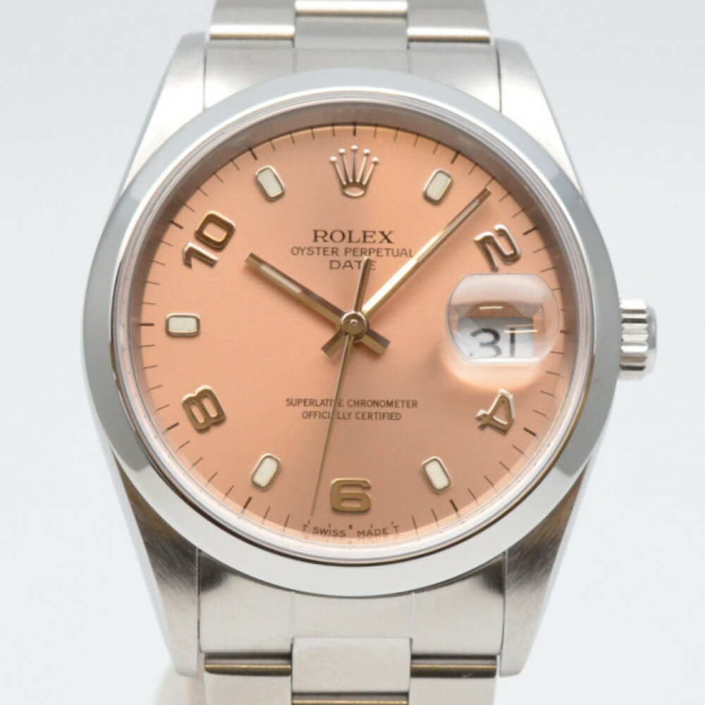 ROLEX　ロレックス　15200　オイスターパーペチュアル　T番　1996年頃　ピンク文字盤　2022年6月OH・外装仕上げ済　自動巻き　オートマチック　デイト表示　メンズ　レディース　腕時計　【中古】