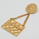 【楽天スーパーSALE 20%OFF 4日20:00~11日01:59】 CHANEL シャネル マトラッセバッグモチーフ ブローチ ゴールド コインモチーフ ...