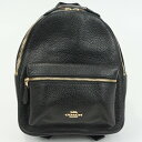COACH コーチ F28995 ミニチャーリー ミニリュック バックパック レザー 革 ブラック ゴールド レディース 【中古】