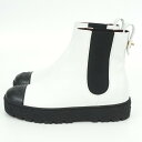 CHANEL シャネル G37927 アンクルブーツ ホワイト×ブラック 白 黒 サイドゴアブーツ サイズ表記37.5 日本サイズ24.5cm程度 レディースブ...