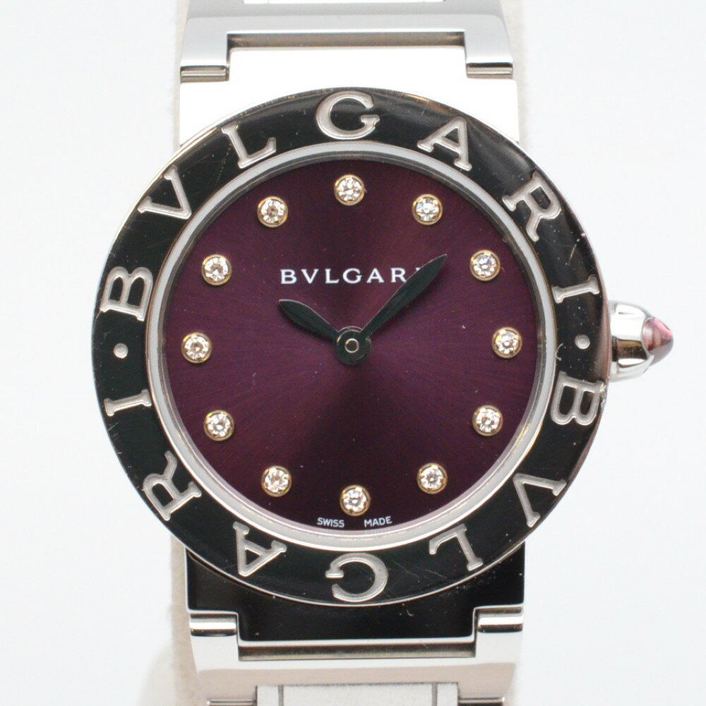 BVLGARI　ブルガリ　BBL26C7SS/12　ブルガリブルガリダイヤ　パープル文字盤　ステンレススチール　12Pダイヤ　26mm　クォーツ　電池式　レディース時計　腕時計　【中古】