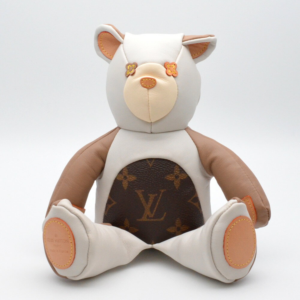 LOUIS VUITTON　ルイヴィトン　GI0142　ドゥドゥルイ　限定テディベア　モノグラム　アイボリー/ベージュ/ブラウン　レザー　熊　ぬいぐるみ　インテリアアイテム　雑貨　【中古】