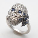 GUCCI グッチ フローラルスカルリング K18WG ホワイトゴールド ダイヤモンド・サファイヤ石目なし 約11号サイズ 重量約9.7g 指輪 ジュエリー アクセサリー 男女兼用 【中古】