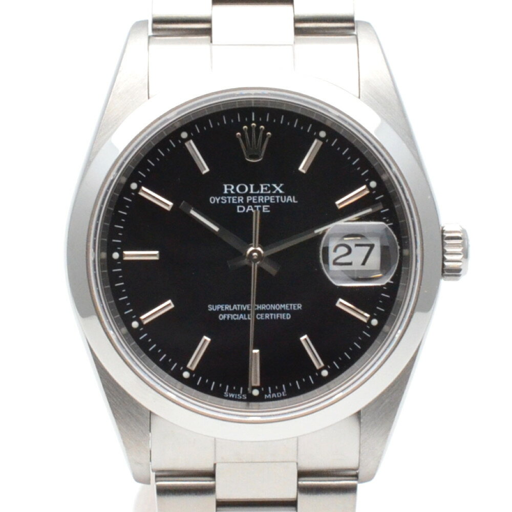 ROLEX　ロレックス　15200　オイスターパーペチュアル デイト　A番（1998〜1999年製造）　ブラック　自動巻き　オートマチック　34mm　メンズ時計　腕時計　【中古】