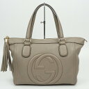GUCCI グッチ 282307 トートバッグ グレージュ系 GG レザーバッグ タッセル付き ゴールド金具 レディースバッグ 【中古】