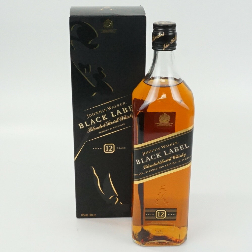 Johnnie Walker Black Label　ジョニーウォーカー ブラックラベル　12年　スコッチウイスキー　スコットランド　ブレンデッド　アルコール度数40度　容量1000ml　酒　未開栓　【中古】