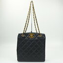 CHANEL シャネル キャビアスキントートバッグ ブラック/ゴールド金具 チェーンショルダーバッグ 肩掛け ブランドバッグ レディース 【中古】