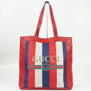 GUCCI グッチ 523781 トリコロールトート レッド/ネイビー/ホワイト レザーハンドル ロゴ入りバッグ ビッグトートバッグ メンズ レディース 【中古...