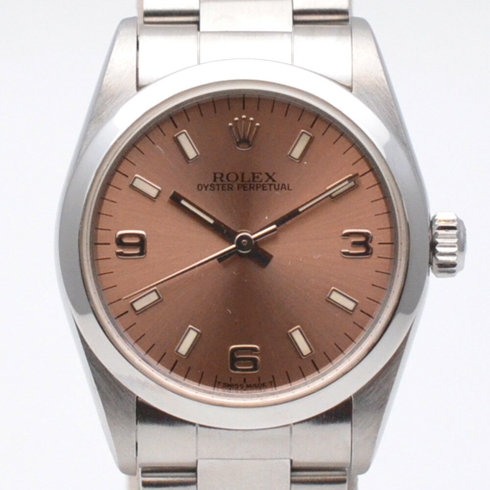 ROLEX　ロレックス　67480　オイスターパーペチュアル　U番(1997年頃)　ピンク系　自動巻き　オートマチック　31mm　ボーイズ　レディース　腕時計　【中古】