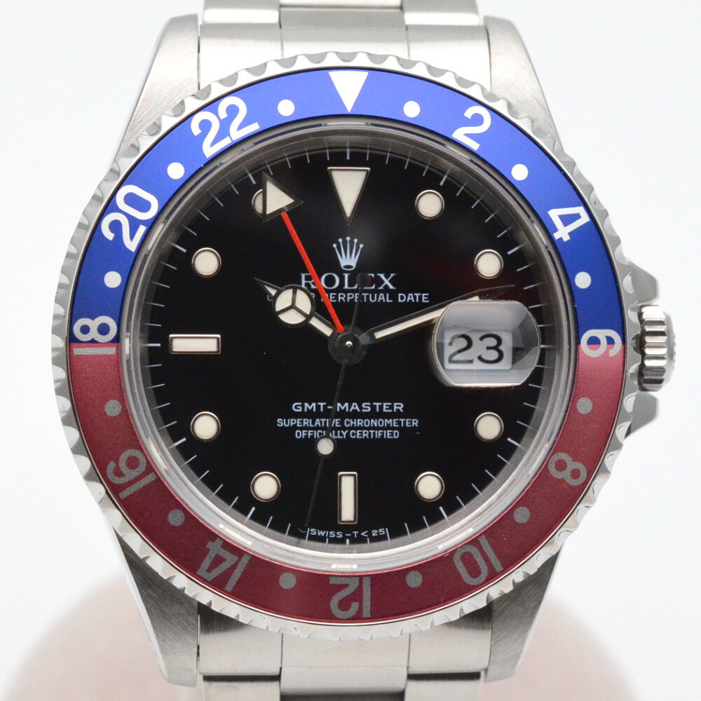 ROLEX　ロレックス　16700　GMTマスター　T番(1996年頃)　ブラック　自動巻き　オートマチック　40mm　赤青ベゼル　ペプシ　100M防水　メンズ時計　腕時計　【中古】