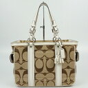 COACH コーチ 6234 シグネチャーハンドバッグ キャンバス ベージュ レディース 【中古】
