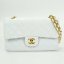 CHANEL シャネル A01113 WチェーンWフラップ ラムスキンショルダーバッグ ホワイト 白 ゴールド金具 ハンドバッグ ショルダー 肩掛けバッグ ココ...
