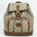 GUCCI グッチ 674147 インターロッキングG バックパック ベージュ系 茶 GG柄 リュックサック メンズバッグ レディースバッグ 【中古】
