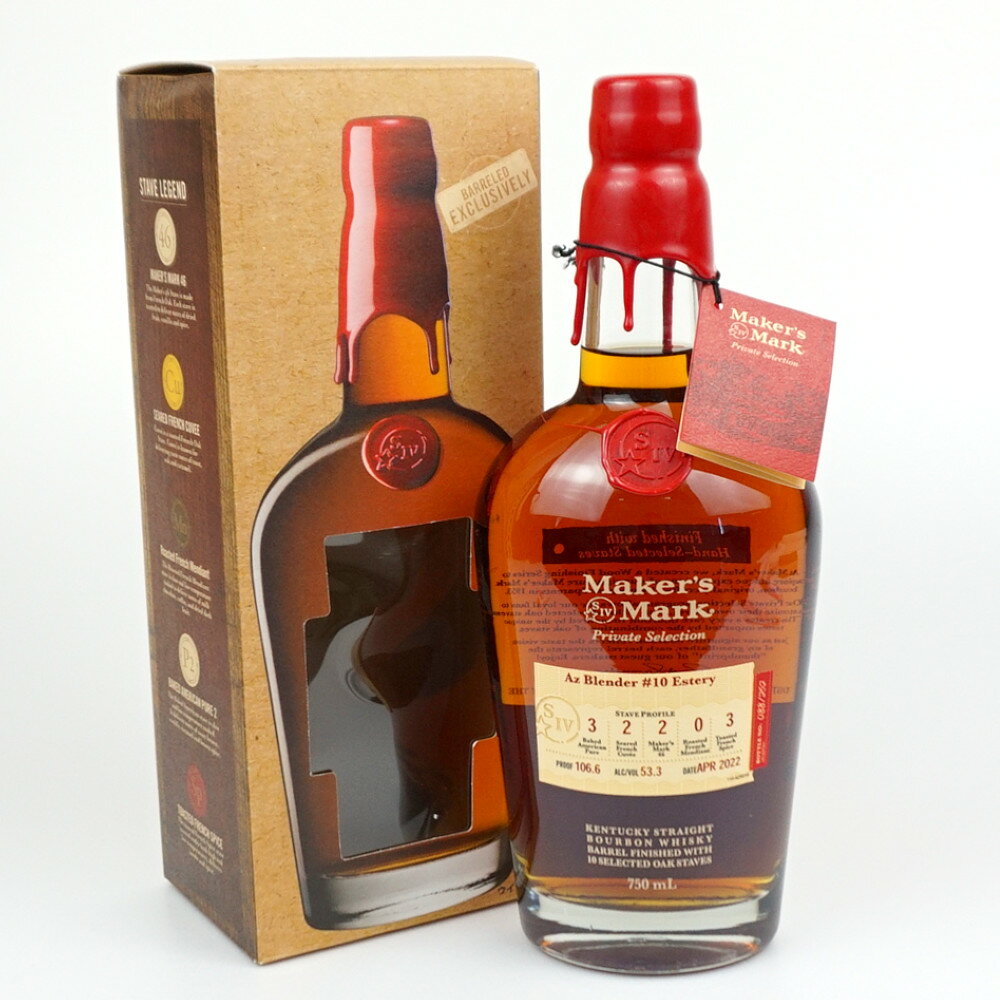 商品番号 1-240002048976-11 ブランド - 型番 - 商品名 Maker'S Mark Private Selection 2022 メーカーズマーク プライベートセレクション 原産国 アメリカ アルコール分 53度 容量 750ml 付属品 箱 商品説明 ◆未開栓のお品物です。 ◆保管品、未開栓の商品のため、ラベル・ボトルのキズ・汚れ、コルクの劣化、自然蒸発による液面低下、沈殿物などがあること、中身の品質保証が出来かねる ことにご理解いただきますようお願いいたします。 ※上記の内容をご理解いただけないお客様は、ご購入をお控えいただきますようお願い申 し上げます。 ◆店頭にて同時販売中となります。ご了承ください。 状態 USED-B 注意事項 ※デジタルカメラにて撮影のため実際の商品と色・質感等が若干異なる場合があ り ます。 ※ご購入いただいた際には、生年月日の記載をお願い致します。生年月日のご連絡、確認が取れない場合は、商品の発送をお断りさせていただく場合がございま す。 ※商品の取扱いには細心の注意を払っておりますが、実店舗で同時販売を行っている関係上、微細なキズ、汚れ等に関しましてはご容赦賜りますようお願い申し 上げます。 酒類販売管理者標識 販売場の名称：質屋かんてい局　盛岡店 販売場の所在地：岩手県盛岡市本宮六丁目32番30号 酒類販売管理者の氏名：藤本　猛 酒類販売管理研修受講年月日：令和5年10月3日 次回研修の受講期限：令和8年10月2日 研修実施団体名：一般社団法人日本フランチャイズチェーン協会 ※20歳未 満の飲酒は法律により固く禁じられております。 ※20歳未満への酒類の販売はお断りいたしております。(代理購入も同様にお断りいたします) 商品に関する問い合わせ先 かんてい局盛岡店 TEL:019-601-3171 NEW 新品 SS お客様から買取した未使用の状態の商品 USED S お客様から買い取りし、数回使用程度の傷はほぼない商品 USED SA 使用感が極めて少ない美品、もしくはメンテナンス済みの商品 USED A 若干の使用感、小傷がある美品 USED AB Aランクの中でも比較的使用感がある商品 USED B 通常の使用感、キズがある商品 USED BC Bランクの中でも使用感、キズがある商品 USED C 使用感、キズの多い商品（ジャンク・訳あり品） 程 度の目安はあくまでも当店の基準となります。他店様とは同一の基準ではございませんのでご理解ください。　