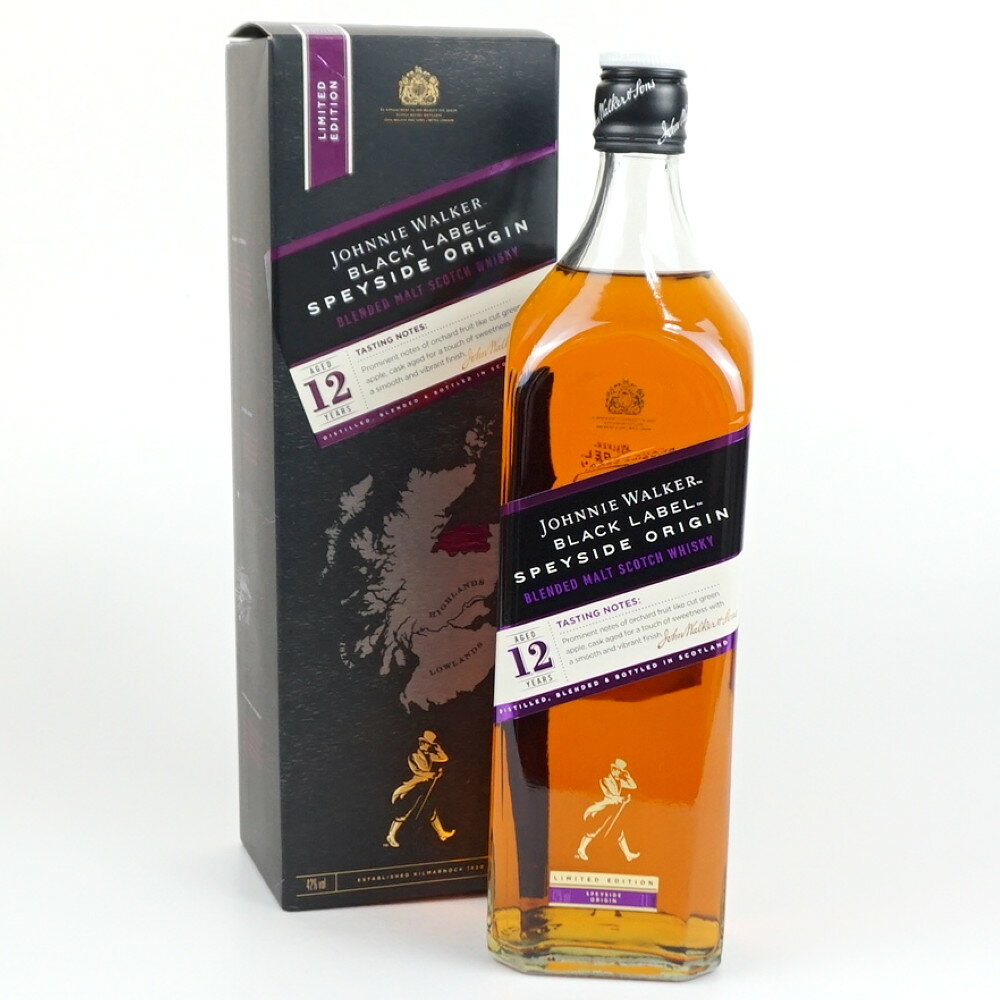 JOHNNIE WALKER BLACK LABEL SPEYSIDE ORIGIN　ジョニーウォーカー　ブラックラベル　スペイサイド　オリジン　ブレンデッド　スコッチウイスキー　スコットランド　アルコール度数42度　容量1000ml　酒　未開栓　【中古】