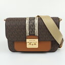 MICHAEL KORS マイケルコース ミディアムフラップ メッセンジャーバッグ ブラウン 茶 肩掛けバッグ 斜め掛けバッグ MKロゴ レディースバッグ 【中...
