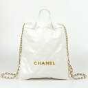 CHANEL　シャネル　AS3859　CHANEL22　バックパック　ホワイト　ゴールド金具 カーフスキン　デイパック　リュック　ブランドバッグ　レディース　【中古】