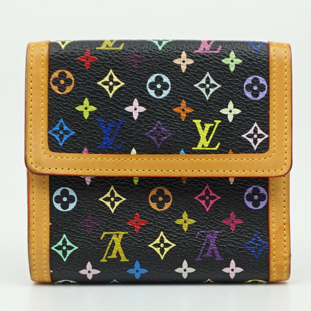 LOUIS VUITTON　ルイヴィトン　M92984　ポルトモネ・ビエ・カルトクレディ　モノグラム・マルチカラー　ノワール　黒　折り財布　コンパクトウォレット　レディース　【中古】