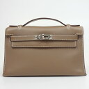 HERMES エルメス ポシェットケリーミニ ヴォースイフト(推定) グレージュ系 シルバー金具 □J刻印(2006年製造) ハンドバッグ ミニバッグ レディー...