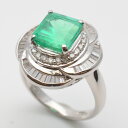 Pt900 エメラルド・ダイヤリング エメラルド2.90ct ダイヤモンド0.74ct プラチナ 約12号サイズ 約9.8g ジュエリー アクセサリー 指輪 【...