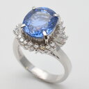 Pt900 サファイア・ダイヤリング プラチナ サファイア5.16ct ダイヤモンド0.51ct 約10.5号サイズ 重量約7.9g 指輪 ジュエリー アクセサ...